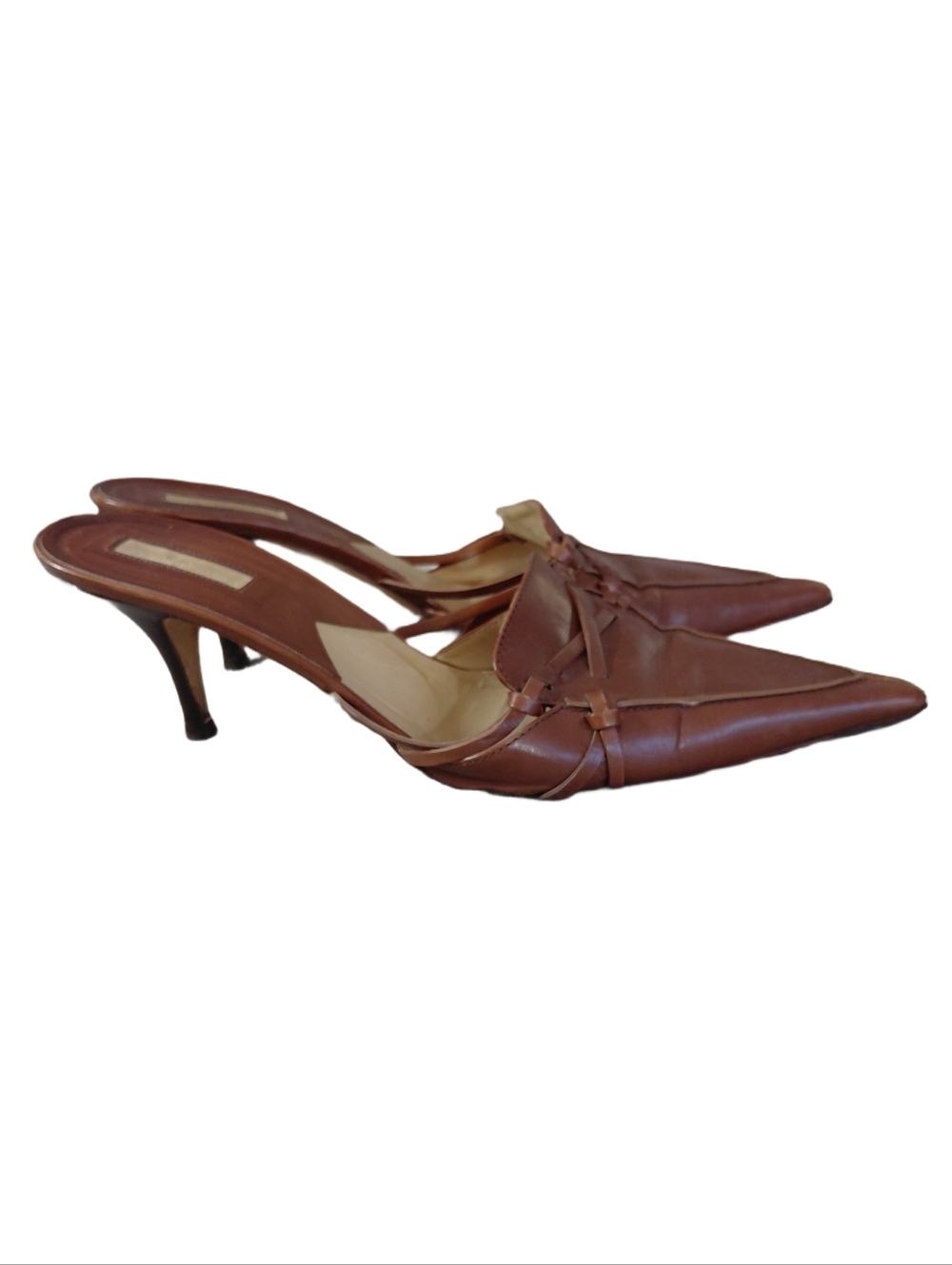 Vintage Michael Kors Brown Pointed-Toe Leather Mule Heels - Picture 7 of 10
